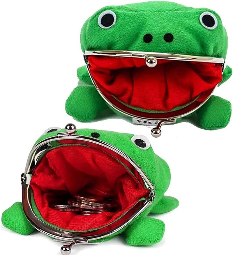 Bestmaple Frog Wallet Anime Cartoon Coin Purse Manga Flannel Wallet Cute Funny Plush Toy (2 Pack Anime Frog) - Image 1